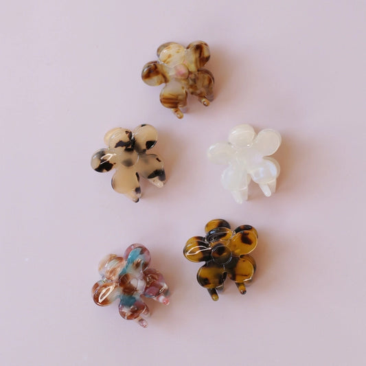 Brown Marble Mini Flower Clip